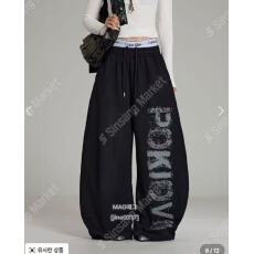 批发原版纯棉华棉复合面料做旧印花高质量卫裤灰色 黑色