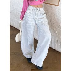 批发潮牌复古美式做旧<b class='q'>牛仔裤</b>男女宽松设计感直筒嘻哈坠感拖地裤子