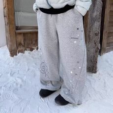 批发星星新概念<b class='q'>印花</b>弯刀裤女春秋季新款宽松显瘦松紧运动阔腿休闲长裤