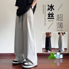 批发垂感薄款冰丝裤子男女2026青少年初高中生男生刺绣夏装速干长裤