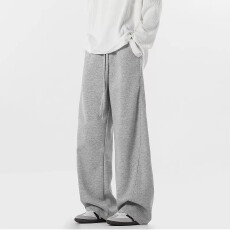 批发潮流款街头复古纯色垂感弯刀运动裤男女潮牌宽松灰色百搭<b class='q'>休闲</b>卫裤