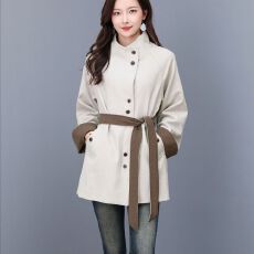 批发英伦风立领收腰风衣女春秋2026新款小个子中长款通勤高级感外套