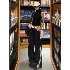 批发美式辣妹工装裤女夏季宽松休闲运动裤直筒阔腿裤黑色<b class='q'>裤子</b>