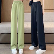 批发高腰阔腿裤女2026新款裤子韩版宽松显瘦直筒纯色小个子休闲<b class='q'>西装</b>裤