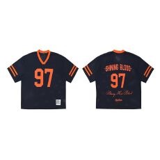 批发原版质量】美式魔方印花镂空网眼橄榄球球服国潮<b class='q'>嘻哈</b>情侣宽松上衣