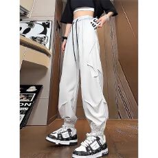 批发【冰丝<b class='q'>裤</b>】美式合美复古运动<b class='q'>裤</b>卫<b class='q'>裤</b>女春夏宽松束脚<b class='q'>裤</b>设计感休闲<b class='q'>裤</b>