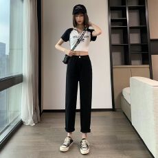 批发【弹力】高腰唯库牛仔<b class='q'>裤</b>女显瘦弹力宽松<b class='q'>哈伦</b><b class='q'>裤</b>春夏新款小个子九分