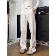 批发【华棉立体包边】撞色14K微喇运动卫<b class='q'>裤</b>女春夏宽松阔腿休闲长<b class='q'>裤</b>子