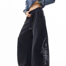 批发复合面料380】腰果花港蟹弯刀牛仔<b class='q'>裤</b>女男春夏新款直筒阔腿长<b class='q'>裤</b>潮