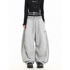 批发美式高街解构褶皱设计卫<b class='q'>裤</b>女2026春季新款宽松运动跳舞阔腿<b class='q'>裤</b>