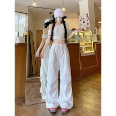 批发甜美风减龄小碎花满印百搭高腰休闲<b class='q'>裤</b>女夏季宽松显瘦阔腿<b class='q'>裤</b><b class='q'>长裤</b>子