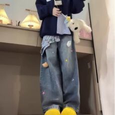 批发【阔腿长裤】<b class='q'>微喇</b><b class='q'>牛仔裤</b>女2026春夏高腰修身喇叭马蹄裤子