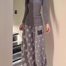 批发印花阔腿裤常规】<b class='q'>运动裤</b>女名派春夏新款慵懒风宽松显瘦抽绳休闲裤