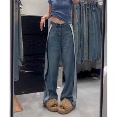 批发2026春夏新款复古牛仔裤男女宽松阔腿裤显瘦直筒长裤休闲水洗潮流