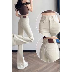 批发美式蜜桃微喇牛仔裤女士春夏季新款紧身设计感弹力提臀马蹄裤子