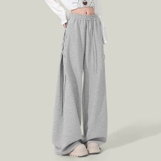 批发2026秋季流行美式灰色<b class='q'>百搭</b>阔腿裤女设计感辣妹宽松运动休闲卫裤子