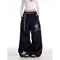 批发辣妹印花<b class='q'>休闲裤</b>女2026新款宽松显瘦阔腿长裤子