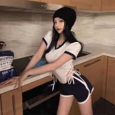 批发黑色美式休闲短裤女夏季2026新款松紧高腰宽松显瘦阔腿瑜伽热短裤