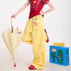 批发欧韩美式伞兵<b class='q'>裤</b>女2026春夏褶皱工装<b class='q'>裤</b>宽松抽绳y2k时尚百搭