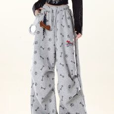 批发印花卫<b class='q'>裤</b>】美式 四季运动女春秋季街舞<b class='q'>嘻哈</b>穿搭褶皱宽松休闲长<b class='q'>裤</b>