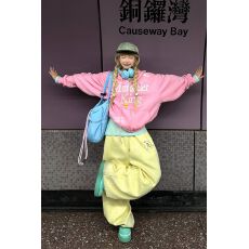 批发纯棉复合380】美式波点满印阔腿卫裤男女春宽松休闲垂感直筒<b class='q'>长裤</b>