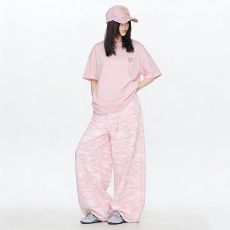 批发纯棉复牛奶丝】薄款迷彩休闲裤<b class='q'>女</b>宽松阔腿街舞长裤子运动夏季扎染