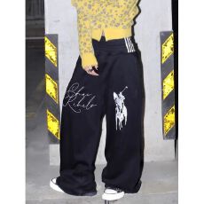 批发原版高质量双裤头刺绣卫裤】休闲裤潮乐邦<b class='q'>男</b>女宽松直筒<b class='q'>裤子</b>阔腿裤