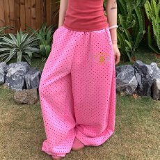批发2026美式复古波点满印阔腿卫裤男<b class='q'>女</b>宽松休闲慵懒垂感直筒<b class='q'>长裤</b>