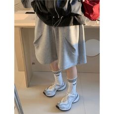 批发美式解构重磅<b class='q'>短裤</b>男<b class='q'>女</b>夏季潮牌廓形<b class='q'>运动</b>弯刀裤子宽松休闲五分裤子