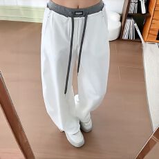 批发白色速干百搭休闲裤女2026夏季新款小个子阔腿<b class='q'>工装</b>裤垂感伞兵裤子