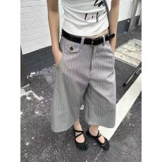 批发美式老钱风条纹西裤<b class='q'>男</b>女春秋复古垂感休闲弯刀裤宽松通勤<b class='q'>西装</b>长裤