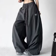 批发塔丝隆复合 刺绣休闲<b class='q'>运动裤</b>女2026夏宽松阔腿裤跳舞工装速干裤