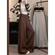 批发260克纯棉曼巴棉-原版工序韩版2026新款阔腿女高腰垂感直筒裤女