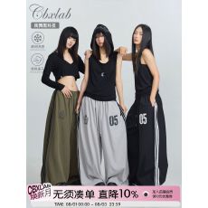 批发【长裤 砂洗仿棉拉杆印花 】线条速干嘻哈<b class='q'>运动裤</b>美式辣妹休闲裤女