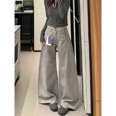 批发宽松潮理慵懒风阔腿裤女款2026新款秋季宽松显瘦A版<b class='q'>牛仔</b>拖地裤子