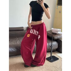 批发纯棉华棉复合美式新款设计印花休闲裤<b class='q'>女</b>
