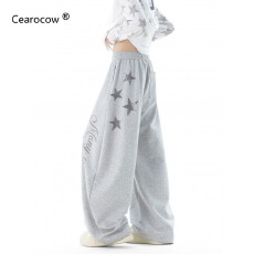 批发美式字母星星印花双色卫裤<b class='q'>男</b>女款hiphop阔腿裤痞帅风高街弯刀<b class='q'>裤子</b>