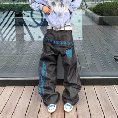 批发休闲牛仔裤男<b class='q'>女</b>潮流休闲直筒裤子韩版潮牌宽松修身<b class='q'>长裤</b>百搭牛仔裤