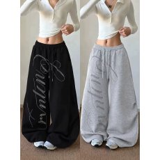 批发灰色运动裤女秋冬季2026新款宽松显瘦小个子大码加绒休闲束脚卫裤
