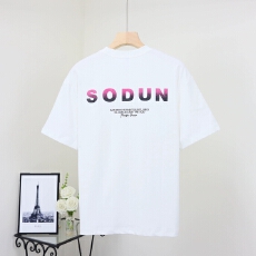 批发潮牌设计感字母印花圆领短袖T恤男宽松半袖百搭体恤