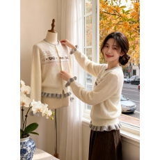 批发韩系秋冬氛围感穿搭慵懒风2025年高级感长袖圆领超好看毛针织<b class='q'>开衫</b>