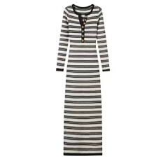 批发2025年秋冬新款御姐风轻熟气质针织<b class='q'>连衣裙</b>内搭时髦长袖条纹包臀裙