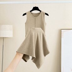 批发秋冬新款圆领针织<b class='q'>连衣裙</b>女<b class='q'>中长</b>款孕妇显瘦过膝无袖内搭打底背心裙
