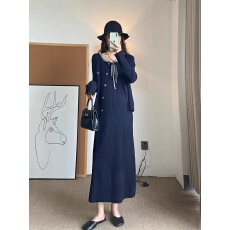批发孕妇装秋<b class='q'>连衣裙</b>套装2026新款法式宽松针织开衫吊带裙春秋款两件套