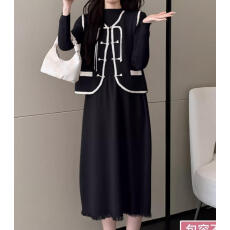 批发春秋装2026新款连衣裙针织毛衣国风新中式马甲<b class='q'>打底裙</b>两件套小个子