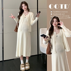 批发2026春秋季新款镂空<b class='q'>刺绣</b>气质针织两件套休闲开衫孕妇装两件套装