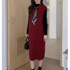 批发韩版2026春秋装轻职风连衣裙套装<b class='q'>新款</b>显瘦直筒针织<b class='q'>背心</b>裙子上衣