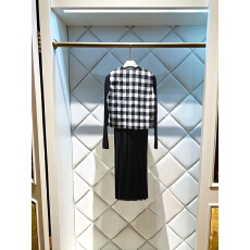 批发小香风气质毛边马甲配打底针织百褶连衣长裙套装女春秋季两件套