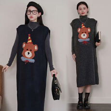 批发大码连衣裙套装春秋2026新款韩版高级感灰色马甲裙打底衫两件套女