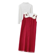 批发<b class='q'>大码</b>连衣裙套装春秋2026新款减龄过年红针织马甲裙<b class='q'>打底衫</b>两件套女